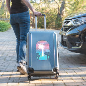 ビーチ-O – ピンクと青グランジ シール (スーツケースインサイチュ)