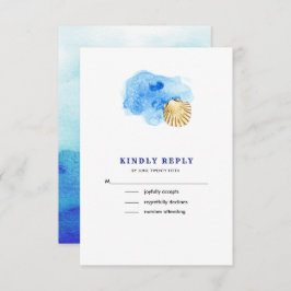 ビーチ | Seashell Water Color Wedding RSVPカード