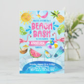 ビーチBashプールパーティー誕生日招待状招待状 招待状 (スタンド正面)