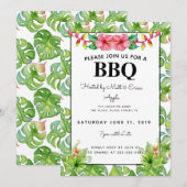 ビーチBBQパーティー、トロピカルリーフパーティー 招待状 (正面/裏面)