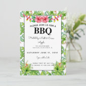 ビーチBBQパーティー、バーベキュー熱帯葉 招待状 (スタンド正面)
