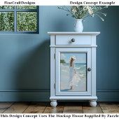 ビーチBZ5デコページで白い油絵の女性 薄葉紙