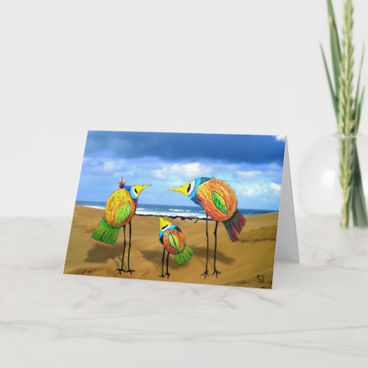 ビーチNotecardの鳥 カード (正面)