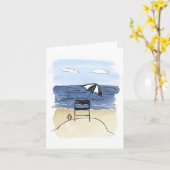 ビーチNotecardsのライフガードの椅子 カード (黄色い花)