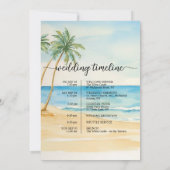 ビーチPalm Treeの結婚バッグレターとタイムラインカード 招待状 (裏面)