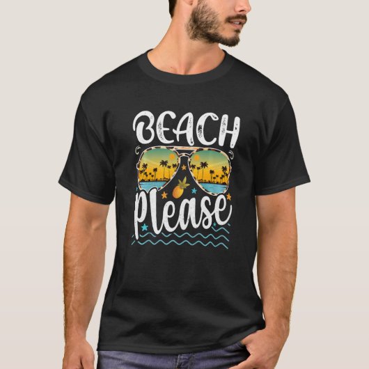 ビーチpleaseサングラスハワイビーチハローサマー tシャツ (正面)