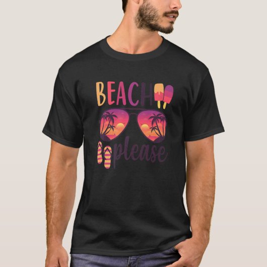 ビーチpleaseサングラスハワイビーチハローサマー tシャツ (正面)