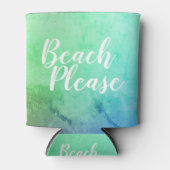 ビーチpleaseティール(緑がかった色)アクアグラデーション 缶クーラー (正面)