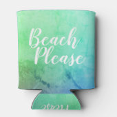 ビーチpleaseティール(緑がかった色)アクアグラデーション 缶クーラー (裏面)