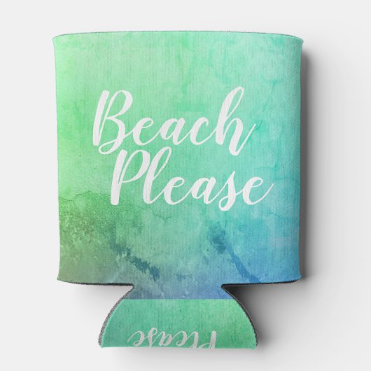 ビーチpleaseティール（緑がかった色）アクアグラデーション 缶クーラー (裏面)
