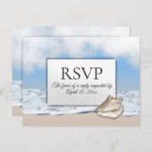 ビーチRSVPとメニューの選択 インビテーションポストカード (正面/裏面)