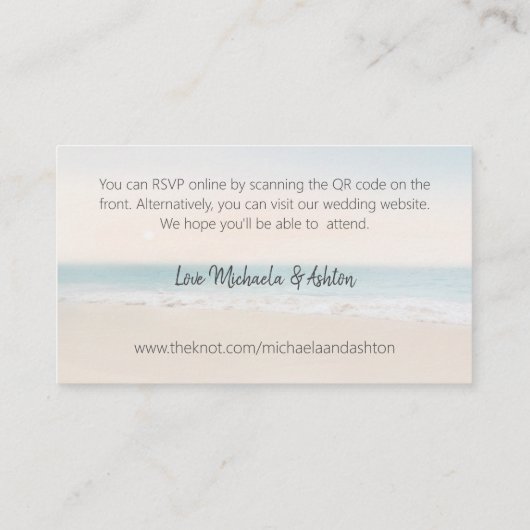 ビーチRSVPと結婚のWebサイトQRコードエンクロージャ エンクロージャーカード (裏面)