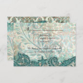 ビーチRSVP結婚の返信カードイルカ 出欠カード (正面/裏面)