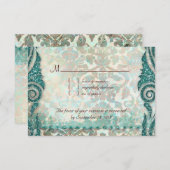 ビーチRSVP結婚の返信カードシーホース 出欠カード (正面/裏面)