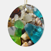 ビーチSeaglassは瑪瑙の貝のギフトを飾ります セラミックオーナメント (左)