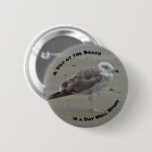 ビーチSeagullフォトショアバードで1日過ごした 缶バッジ (正面&裏面)