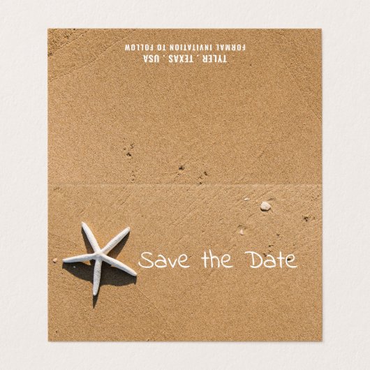 ビーチStarfish、写真Save The Date Card 名刺 (外部フラット)