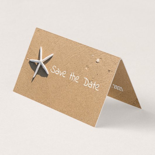 ビーチStarfish、写真Save The Date Card 名刺 (正面)