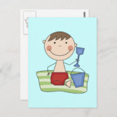 ビーチTシャツとギフトで男の子 ポストカード (正面/裏面)