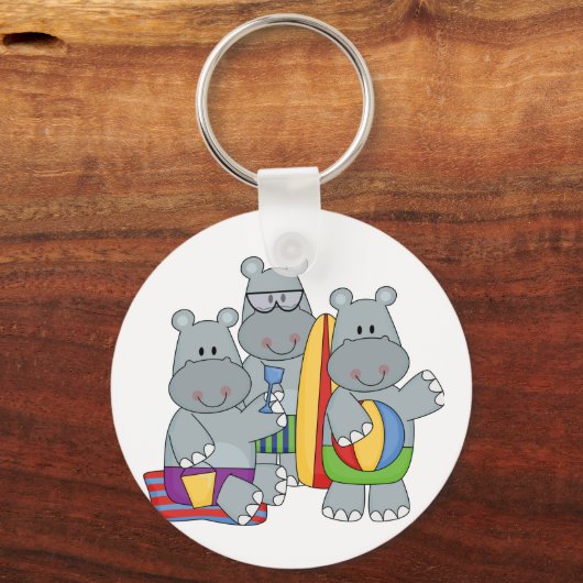 ビーチTシャツとギフトのカバ キーホルダー (正面)