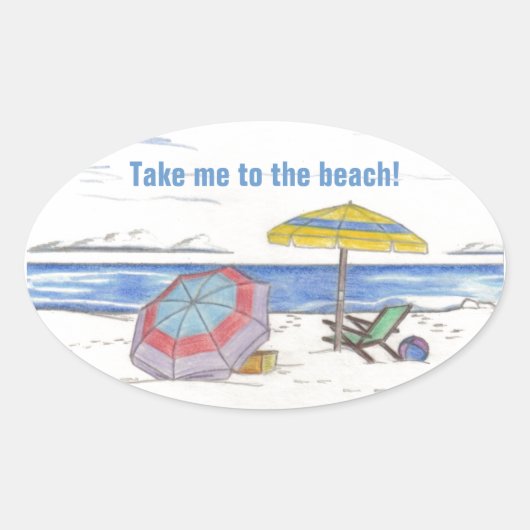 ビーチUMBRELLASスタンプ(4) 楕円形シール (正面)