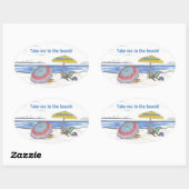 ビーチUMBRELLASスタンプ(4) 楕円形シール (シート)