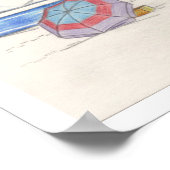 ビーチUMBRELLASプリント(7.33x7.33インチ) ポスター (角)