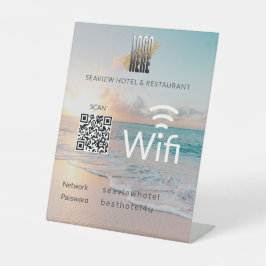 ビーチWifi QRコードロゴネットワークパスワード 台座サイン