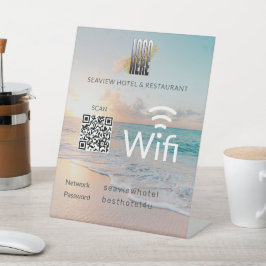 ビーチWifi QRコードロゴネットワークパスワード 台座サイン