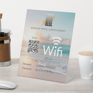 ビーチWifi QRコードロゴネットワークパスワード 台座サイン