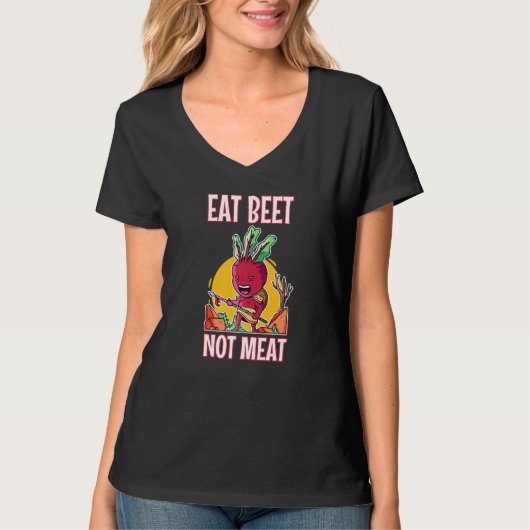 ビーッ食べトNot Meat野菜恋人ビーガンベジタリアン Tシャツ (正面)