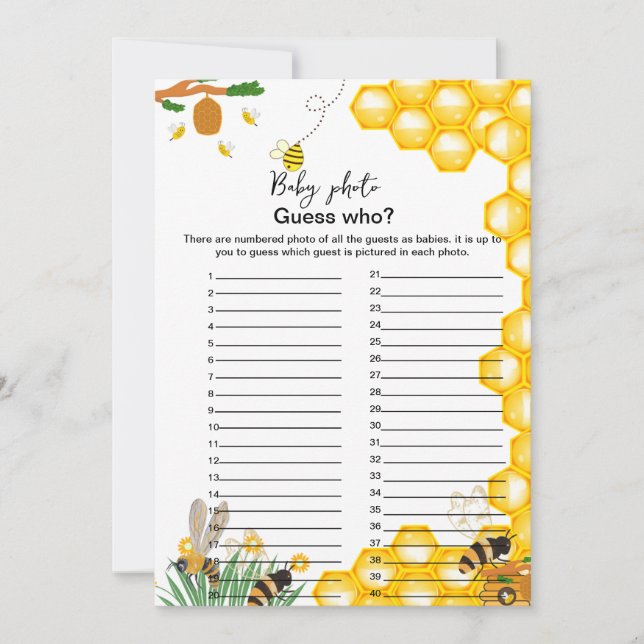 ビーテーマの赤ちゃんシャワー推測ゲーム (正面)