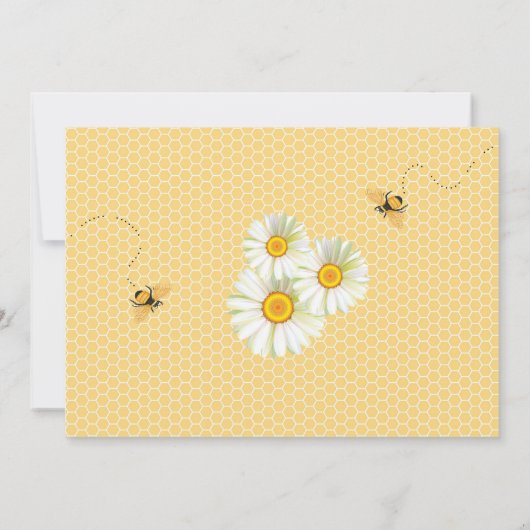 ビーテーマイエロー金ゴールドドットベビーガールパフ 招待状 (裏面)