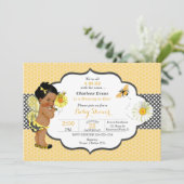 ビーテーマイエロー金ゴールドドットベビーガール 招待状 (スタンド正面)