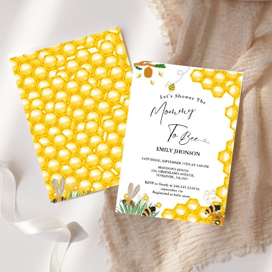 ビーテーマシャワーのママにビー赤ちゃんシャワー 招待状