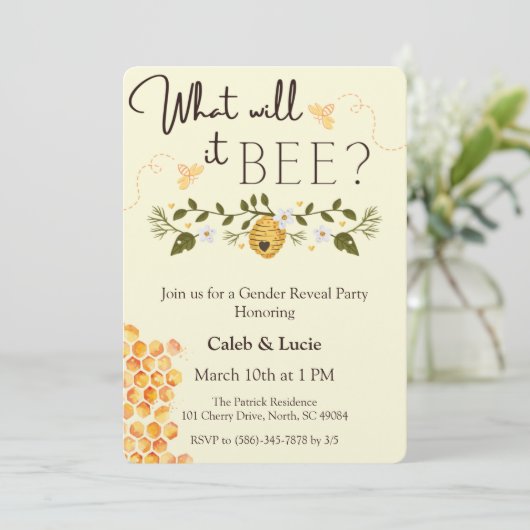 ビーテーマジェンダー暴露パーティの招待状 招待状 (スタンド正面)