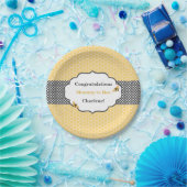 ビーテーマハニカム金ゴールド&グレー水玉模様 ペーパープレート (パーティー)