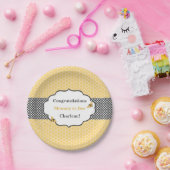 ビーテーマハニカム金ゴールド&グレー水玉模様 ペーパープレート (パーティー)