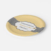 ビーテーマハニカム金ゴールド&グレー水玉模様 ペーパープレート (アングル)