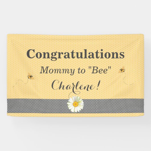 ビーテーマハニカム金ゴールド&グレー水玉模様 横断幕 (横)