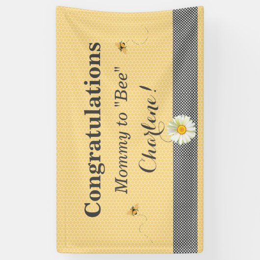 ビーテーマハニカム金ゴールド&グレー水玉模様 横断幕 (縦)