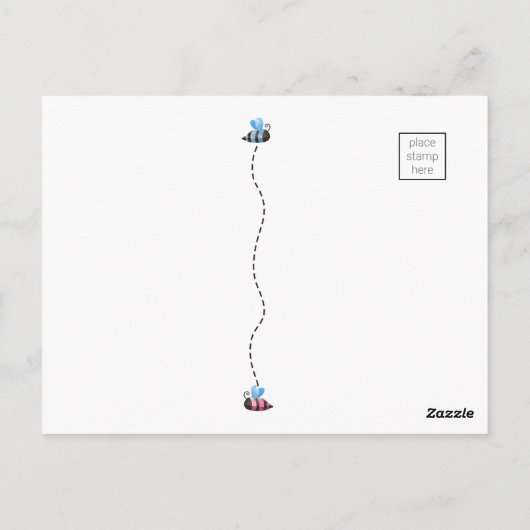 ビーテーマ性別リビールポストカード招待状 ポストカード (裏面)