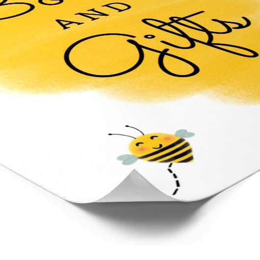 ビーテーマ赤ちゃんシャワー本とギフトサイン ポスター (角)