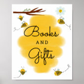 ビーテーマ赤ちゃんシャワー本とギフトサイン ポスター (正面)