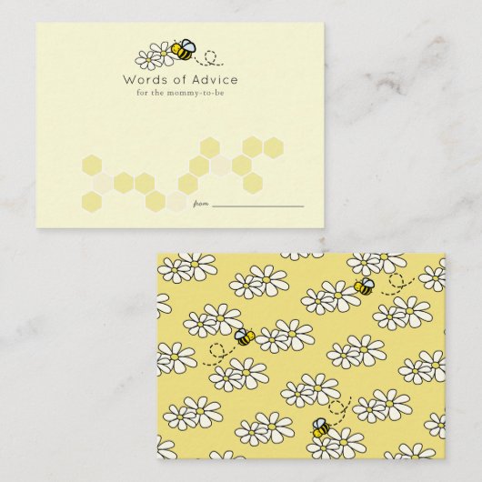 ビーデイジーイエローベビーシャワーアドバイスカード エンクロージャーカード (正面/裏面)