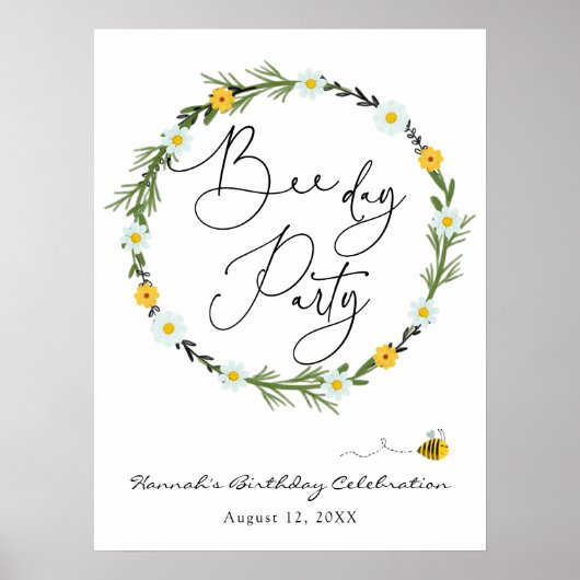 ビーデイ誕生日ウェルカムサイン ポスター (正面)