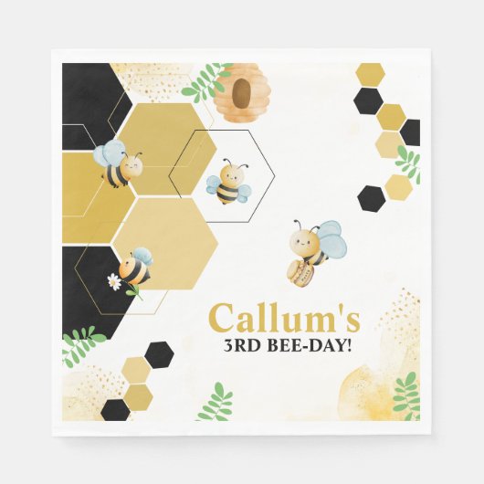 ビーデイ誕生日 スタンダードランチョンナプキン (正面)