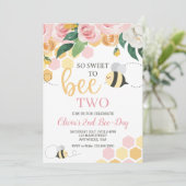 ビーデイ(昆虫)マルハナバチ誕生日ピンクフローラ 招待状 (スタンド正面)