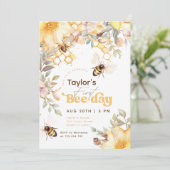 ビーデイ（昆虫）マルハナバチ1st誕生日フローラ誕生日 招待状 (スタンド正面)