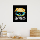 ビートまたはビートドラムおもしろいパン暗いBGへ ポスター (キッチン)